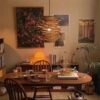 Elegancka lampa wiszaca z wikliny w stylu japonskim