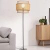 Japońska Lampa Podłogowa z Rattanu w Stylu Vintage