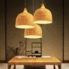 Japońska lampa wisząca z rattanu