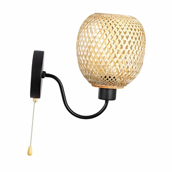 Kinkiet Rattan Retro z Bambusa i Zelaza