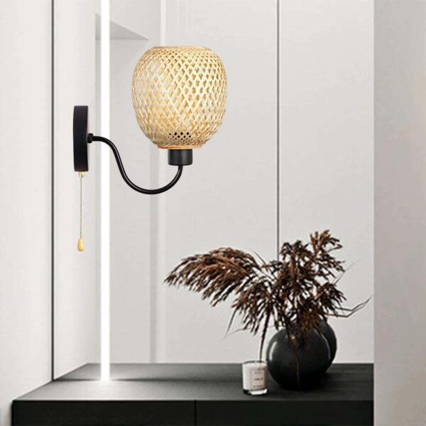 Kinkiet Rattan Retro z Bambusa i Zelaza