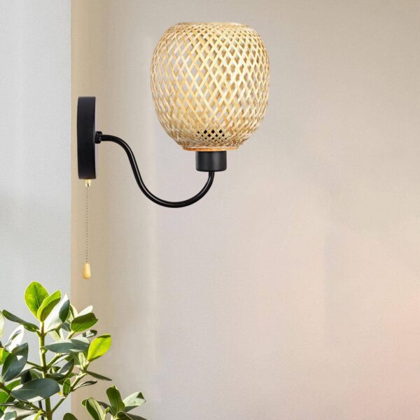 Kinkiet Rattan Retro z Bambusa i Zelaza