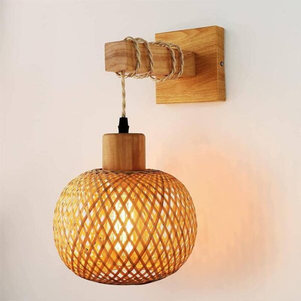 Kinkiet Rattan Retro z Drewna Kinkiet Rattan Retro z Drewna