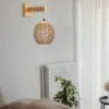 Kinkiet rattanowa kula wisząca