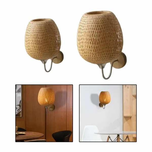 Kinkiet rattanowy boho retro