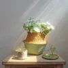 Kosz do przechowywania z rattanu w stylu boho, dwukolorowy