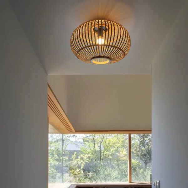 Kreatywna Lampa Wisząca z Bambusa w Stylu Japońskim