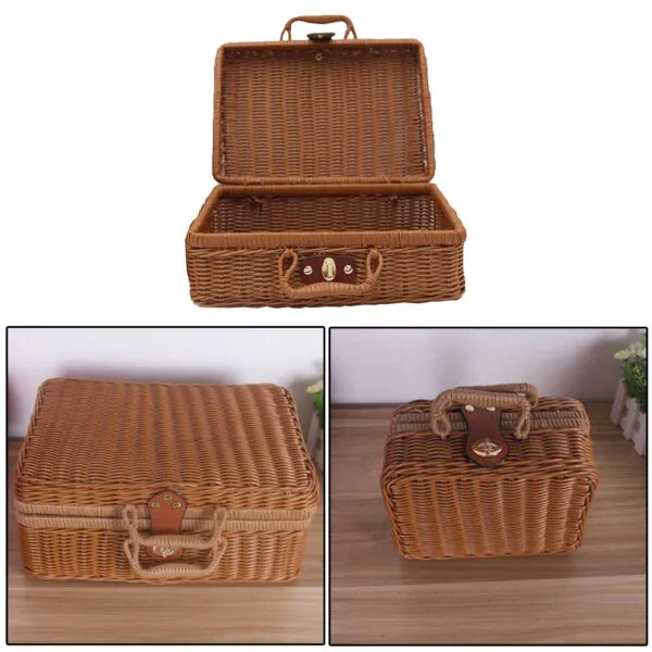 Kufer na zabawki z rattanu w stylu retro