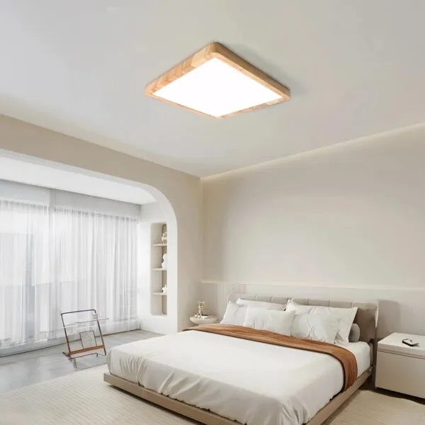 Kwadratowa lampa sufitowa LED z drewna Kwadratowa lampa sufitowa LED z drewna