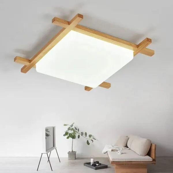 Kwadratowa lampa wisząca z drewna Kwadratowa lampa wisząca z drewna
