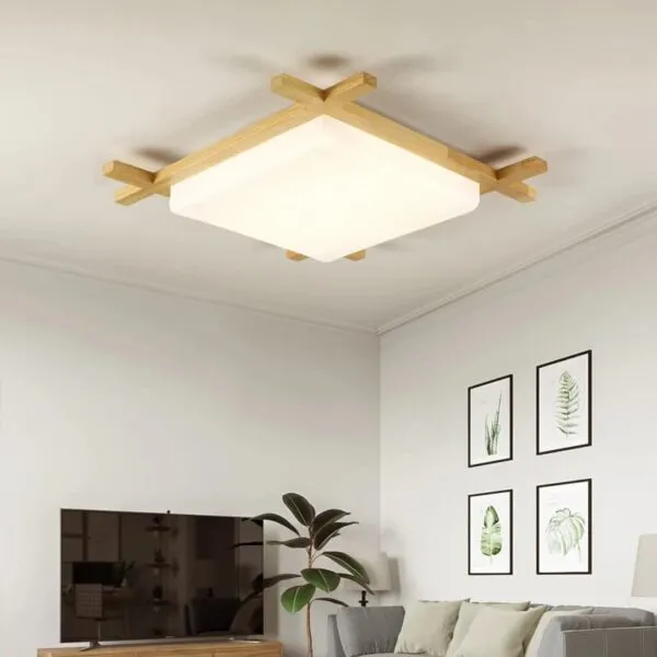 Kwadratowa lampa wisząca z drewna Kwadratowa lampa wisząca z drewna