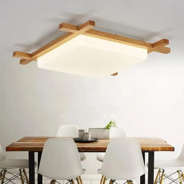 Kwadratowa lampa wisząca z drewna Kwadratowa lampa wisząca z drewna