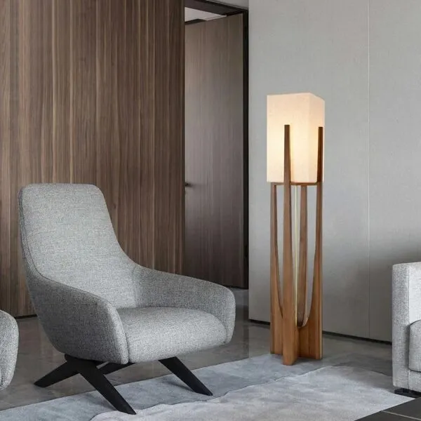 Lampa nocna z drewna nowoczesna