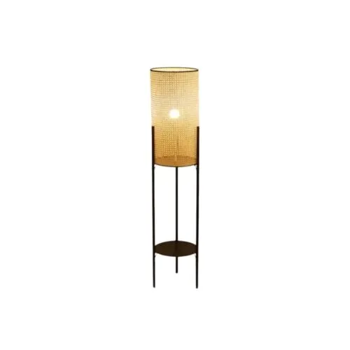 Lampa podłogowa rattanowa vintage na trójnogu