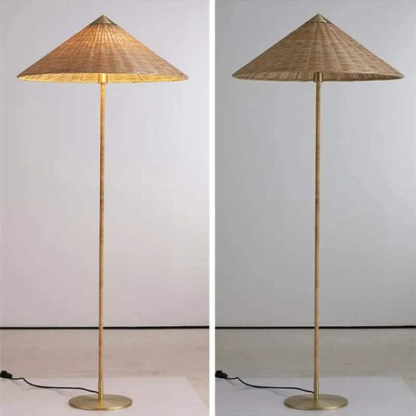 Lampa podłogowa z rattanu, minimalistyczna