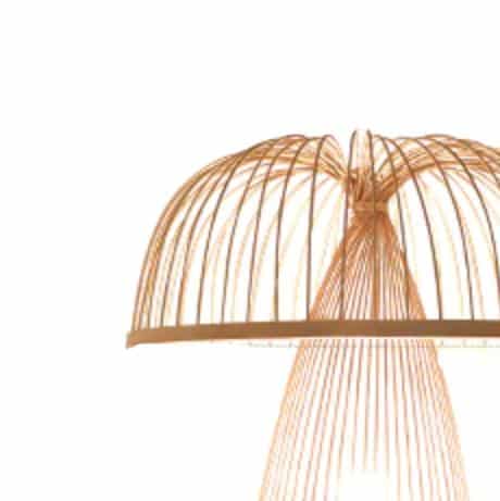 Lampa podłogowa z rattanu w kształcie grzybka