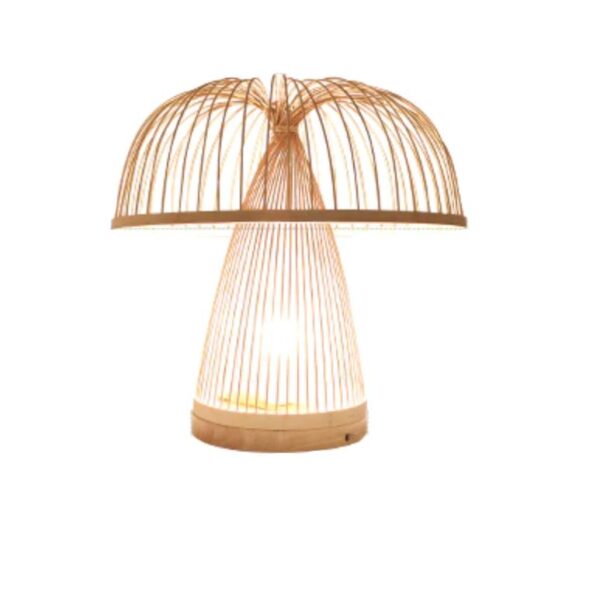 Lampa podłogowa z rattanu w kształcie grzybka