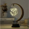 Lampa Rattan USB w kształcie księżyca z żarówką jabłko