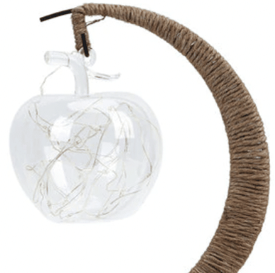 Lampa Rattan USB w kształcie księżyca z żarówką jabłko