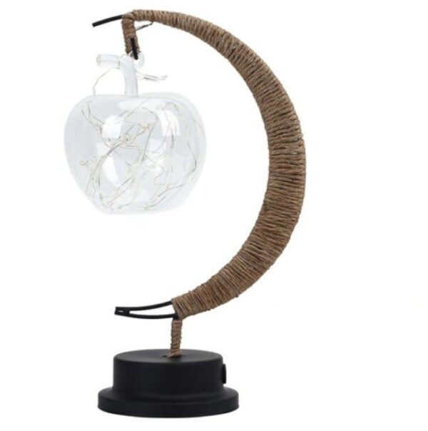 Lampa Rattan USB w kształcie księżyca z żarówką jabłko