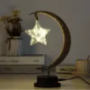 Lampa rattanowa USB w kształcie księżyca z żarówką gwiazdą