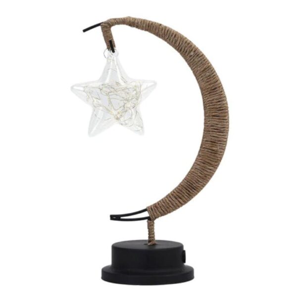 Lampa rattanowa USB w kształcie księżyca z żarówką gwiazdą Lampa rattanowa USB w kształcie księżyca z żarówką gwiazdą
