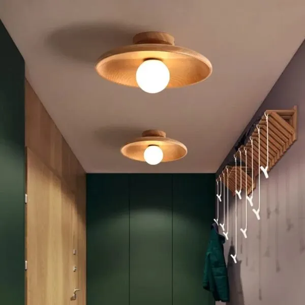 Lampa sufitowa drewniana LED w stylu skandynawskim