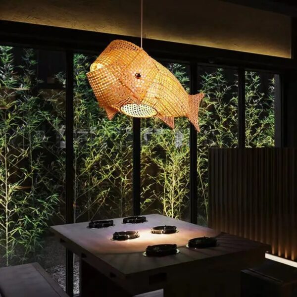 Lampa sufitowa Karp z Rotangu