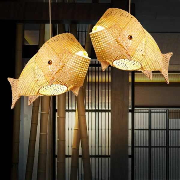 Lampa sufitowa Karp z Rotangu