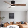 Lampa sufitowa LED z wentylatorem, drewniana, w stylu skandynawskim
