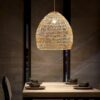Lampa sufitowa rattanowa LED vintage