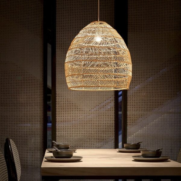 Lampa sufitowa rattanowa LED vintage