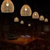 Lampa sufitowa rattanowa LED vintage