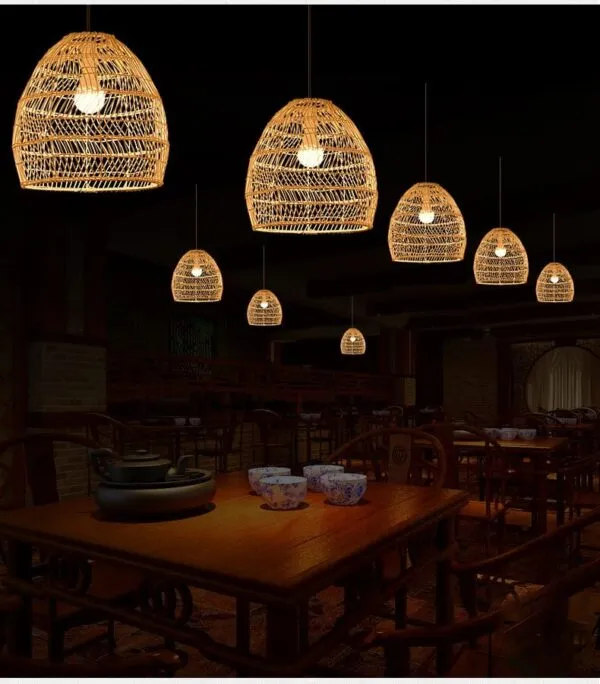 Lampa sufitowa rattanowa LED vintage