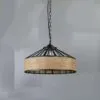 Lampa sufitowa rattanowa z czarnym stelażem