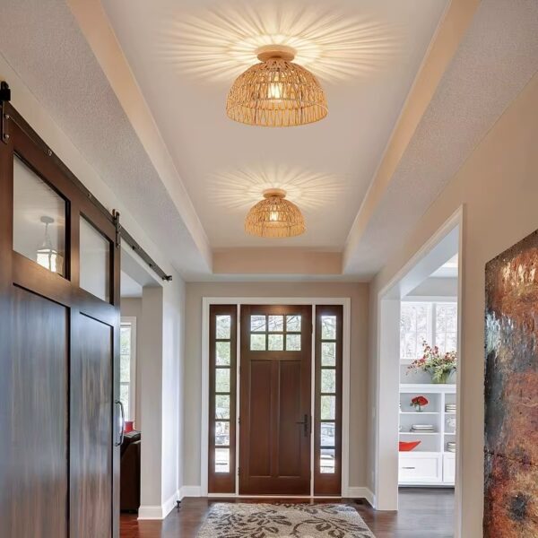 Lampa sufitowa z rattanu w stylu boho