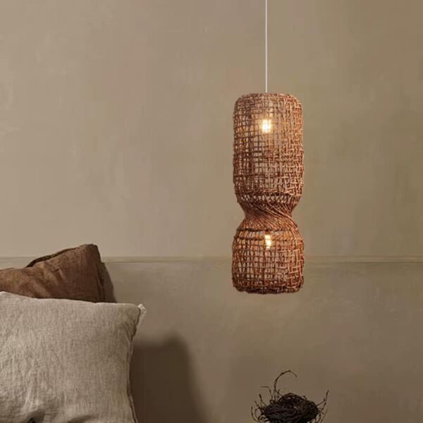 Lampa sufitowa z rattanu w stylu japońskim