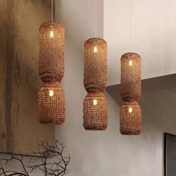 Lampa sufitowa z rattanu w stylu japońskim
