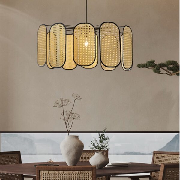 Lampa sufitowa z rattanu w stylu retro