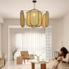 Lampa sufitowa z rattanu w stylu retro
