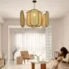 Lampa sufitowa z rattanu w stylu retro