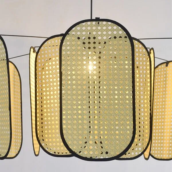 Lampa sufitowa z rattanu w stylu retro