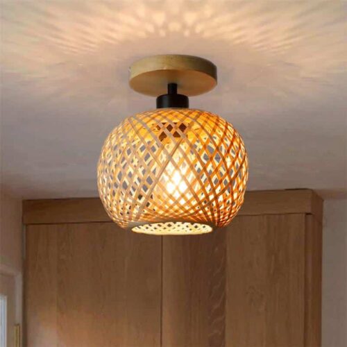 Lampa sufitowa z wikliny w kuli