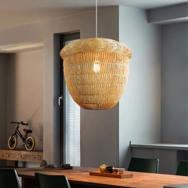 Lampa wisząca bambusowa w kształcie orzecha laskowego