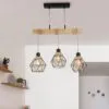 Lampa wisząca LED z drewna i sznurka konopnego