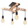 Lampa wisząca LED z drewna, styl industrialny, 4 źródła światła