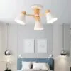 Lampa wisząca LED z drewna, trzy klosze, styl skandynawski Lampa wisząca LED z drewna, trzy klosze, styl skandynawski