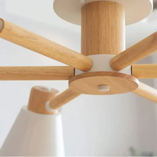 Lampa wisząca LED z drewna, trzy klosze, styl skandynawski Lampa wisząca LED z drewna, trzy klosze, styl skandynawski