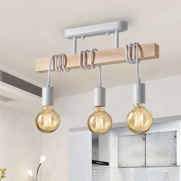 Lampa wisząca LED z drewna w stylu retro amerykańskim