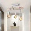 Lampa wisząca LED z drewna w stylu retro amerykańskim